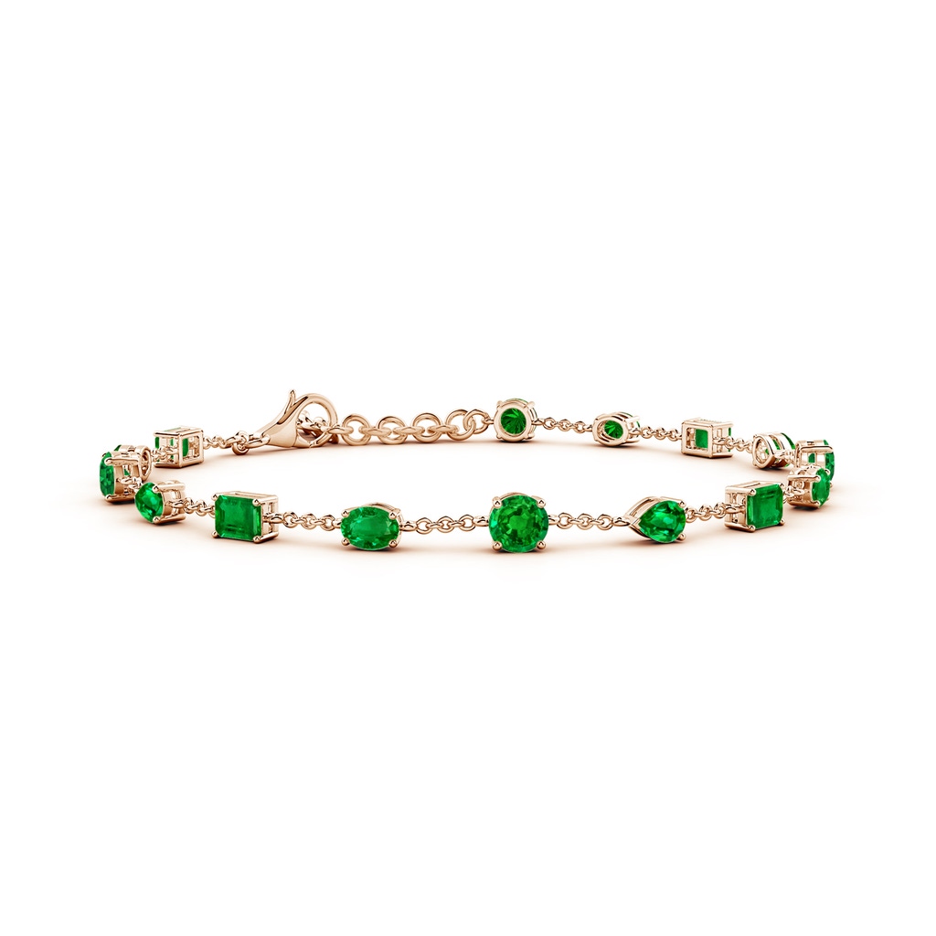 4mm AAAA Multi-Shape Emerald Station Bracelet in Rose Gold