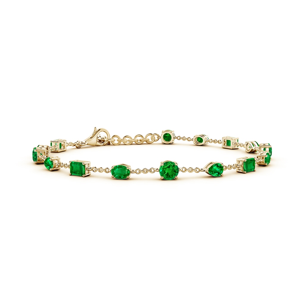 4mm AAAA Multi-Shape Emerald Station Bracelet in Yellow Gold