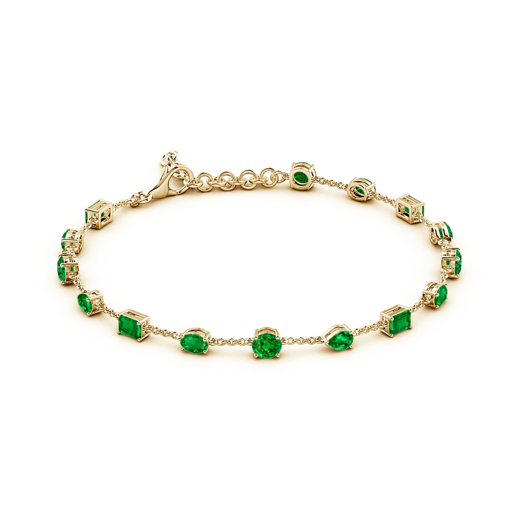 4mm AAAA Multi-Shape Emerald Station Bracelet in Yellow Gold - side 199