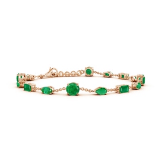 5mm AA Multi-Shape Emerald Station Bracelet in 18K Rose Gold