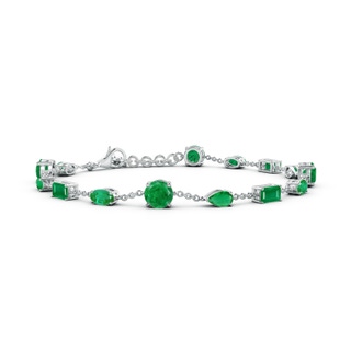 5mm AA Multi-Shape Emerald Station Bracelet in White Gold