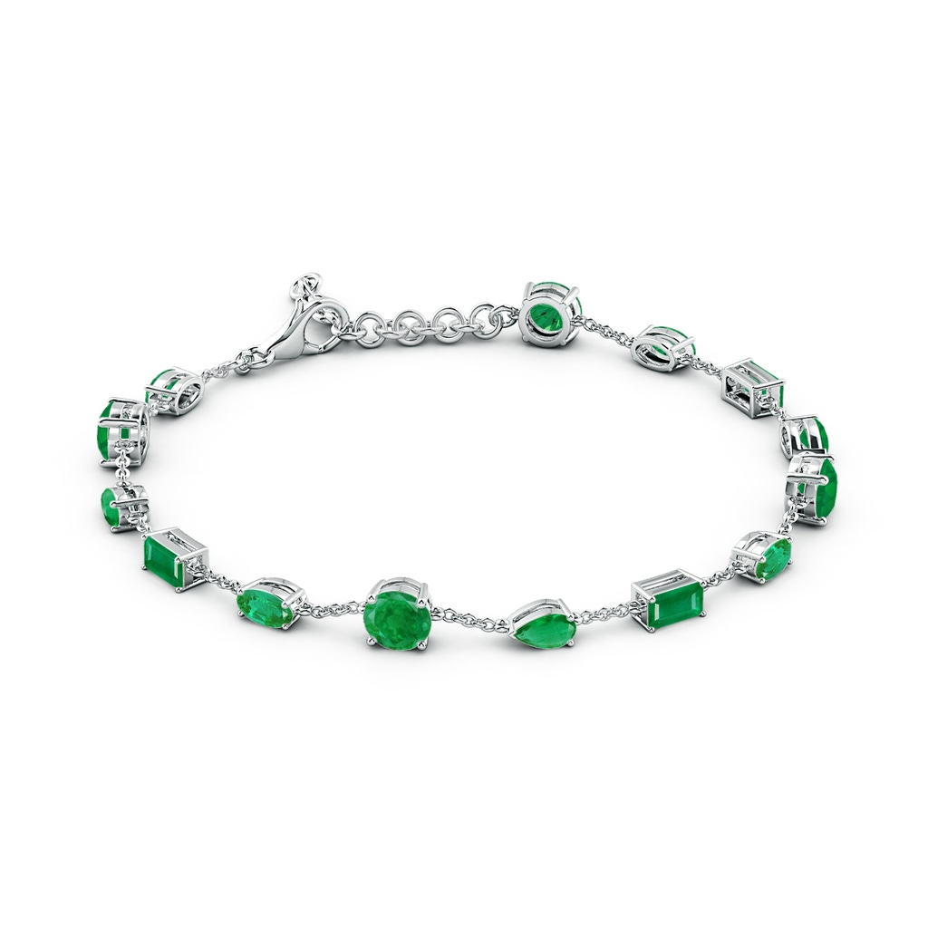 5mm AA Multi-Shape Emerald Station Bracelet in White Gold - side 199