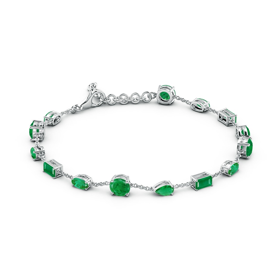 5mm AA Multi-Shape Emerald Station Bracelet in White Gold side 199