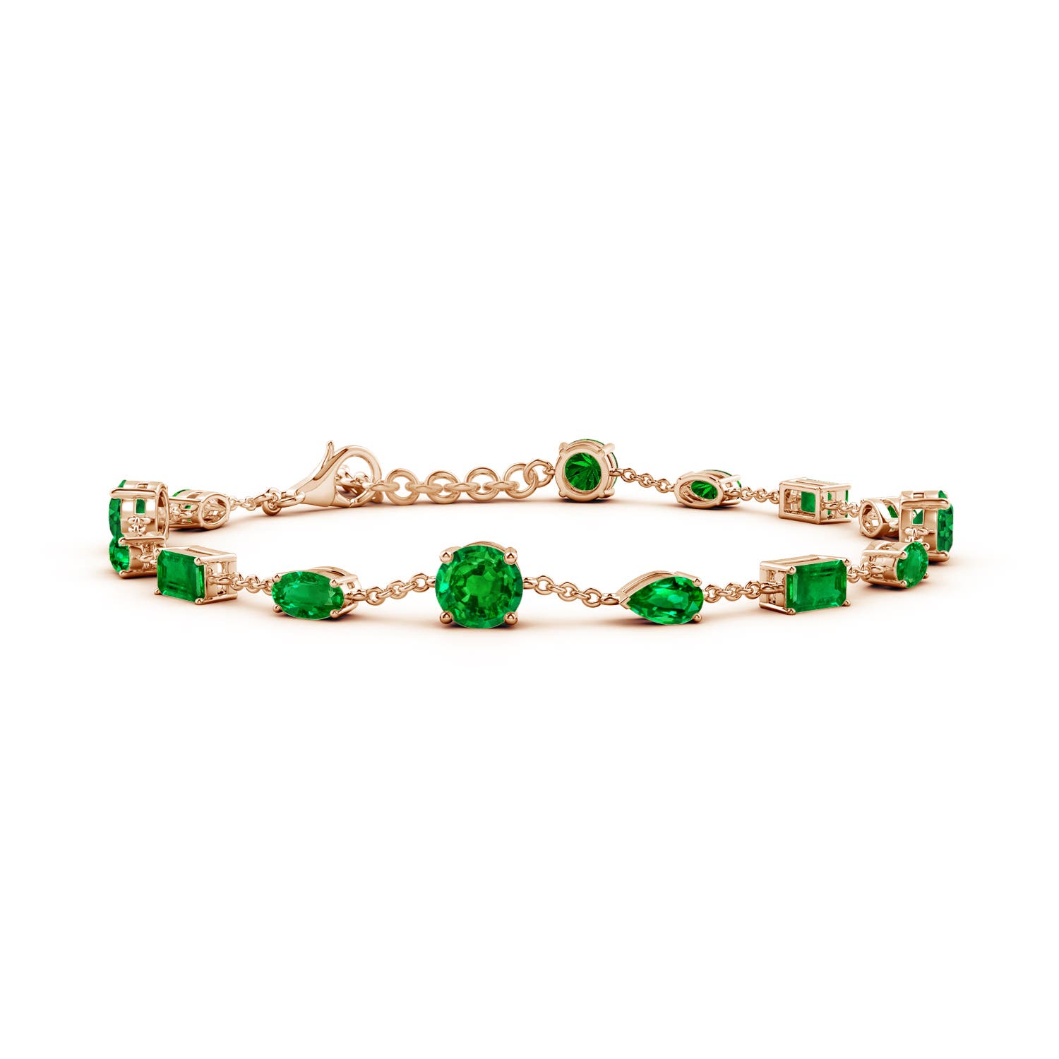 5mm AAAA Multi-Shape Emerald Station Bracelet in Rose Gold