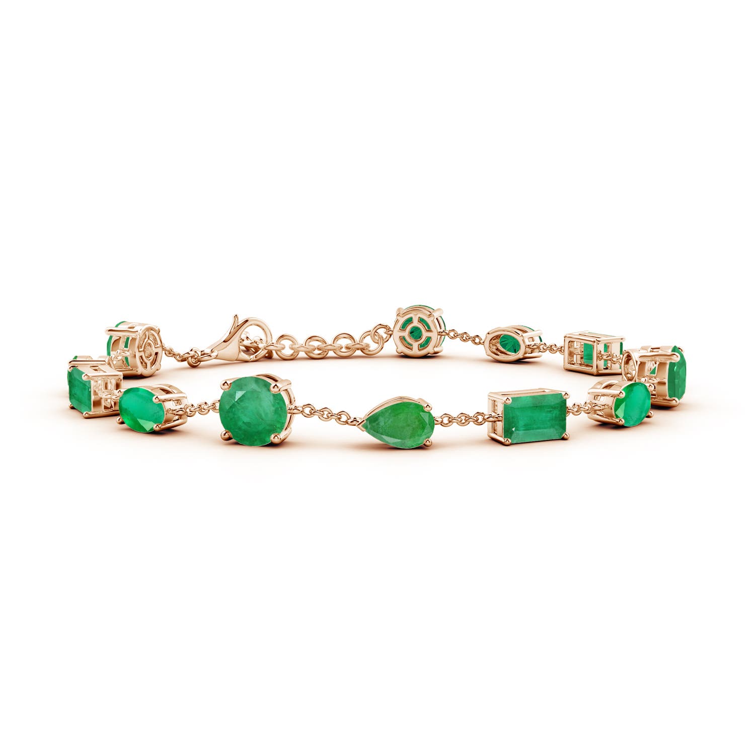 6mm A Multi-Shape Emerald Station Bracelet in Rose Gold