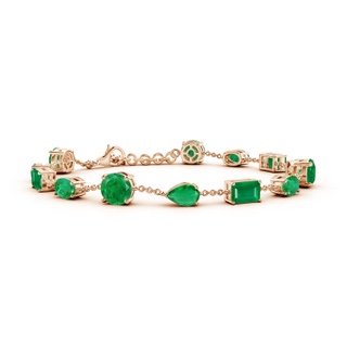 6mm AA Multi-Shape Emerald Station Bracelet in 18K Rose Gold