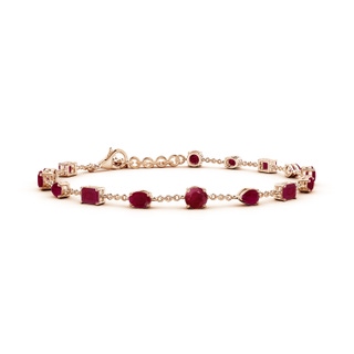 4mm A Multi-Shape Ruby Station Bracelet in 10K Rose Gold