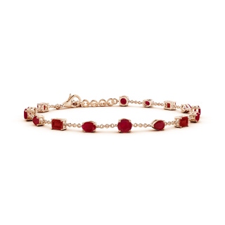 4mm AA Multi-Shape Ruby Station Bracelet in 18K Rose Gold