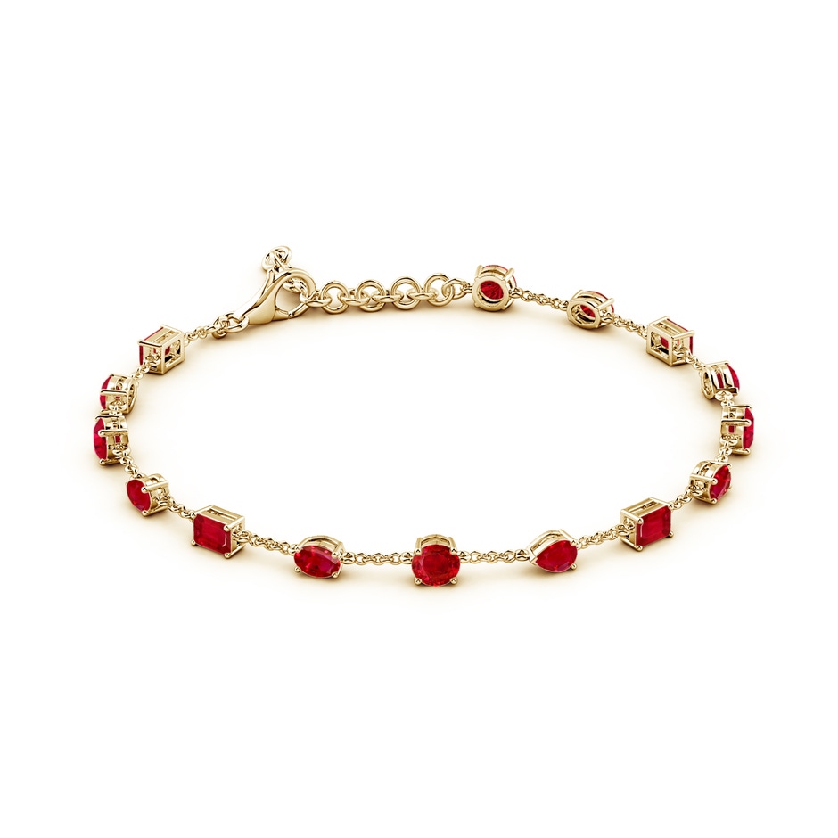 4mm AAA Multi-Shape Ruby Station Bracelet in Yellow Gold side 199