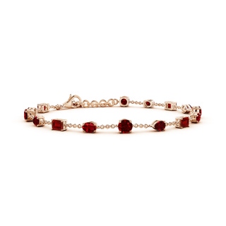 4mm AAAA Multi-Shape Ruby Station Bracelet in 18K Rose Gold