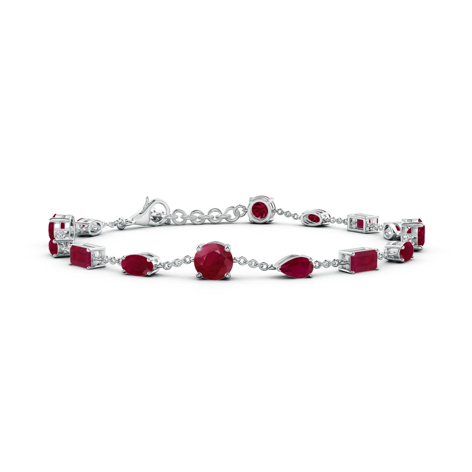 5mm A Multi-Shape Ruby Station Bracelet in 18CT White Gold