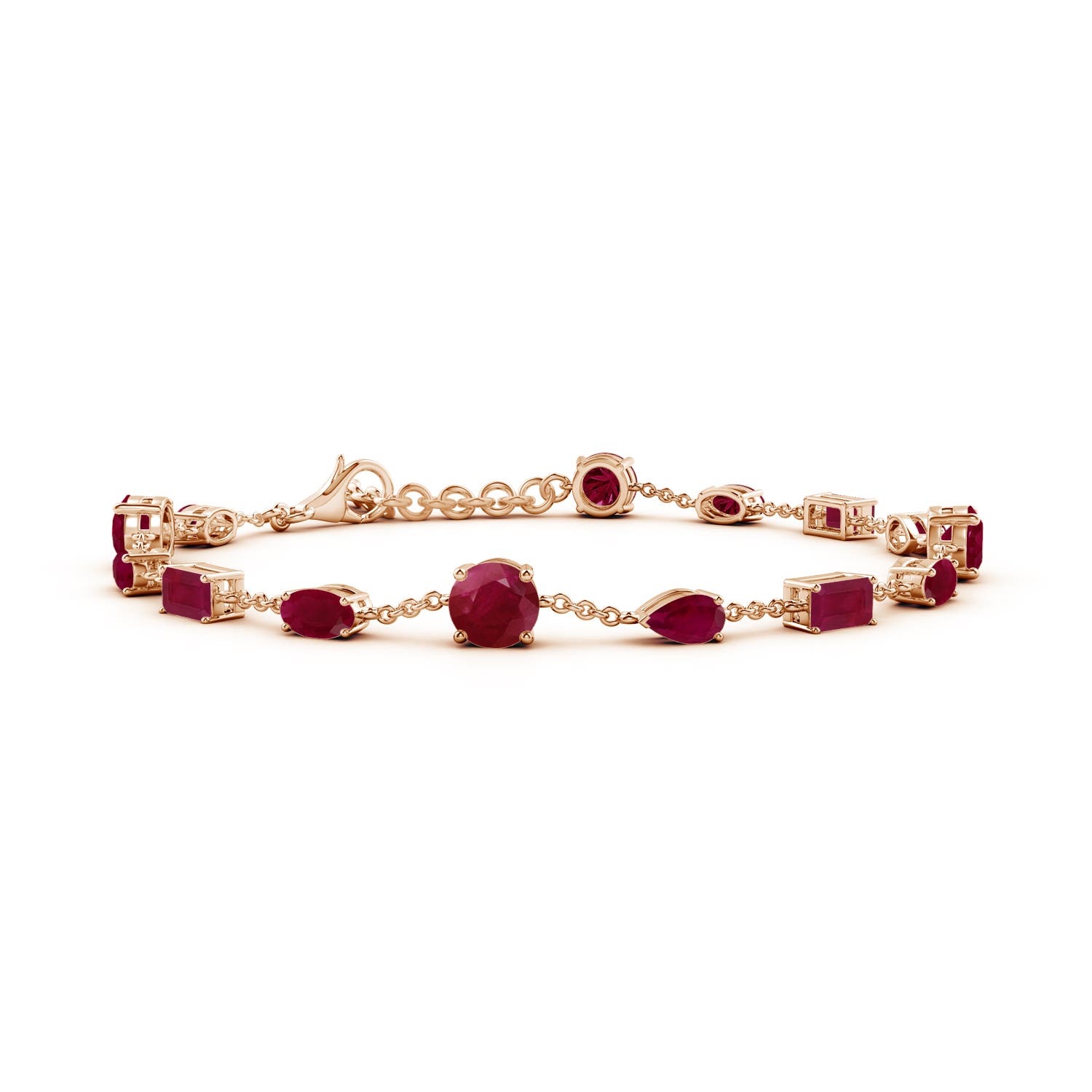 5mm A Multi-Shape Ruby Station Bracelet in Rose Gold
