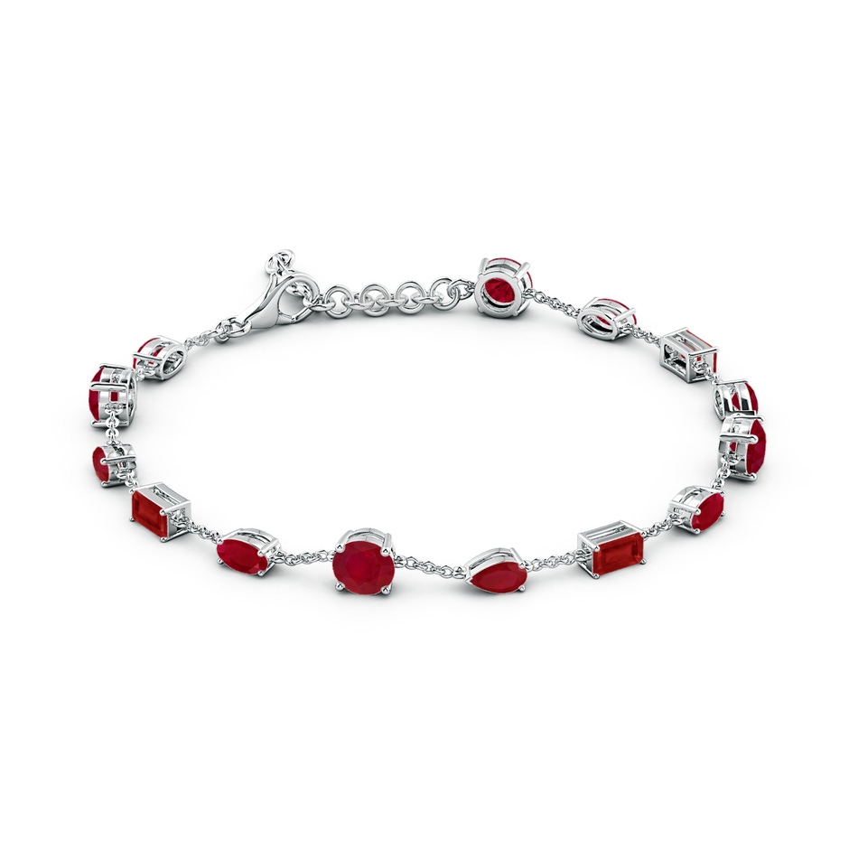 5mm AA Multi-Shape Ruby Station Bracelet in White Gold side 199