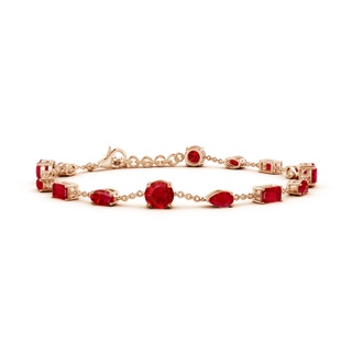 5mm AAA Multi-Shape Ruby Station Bracelet in 18K Rose Gold