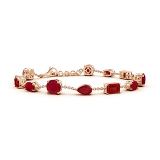 6mm AA Multi-Shape Ruby Station Bracelet in 18K Rose Gold