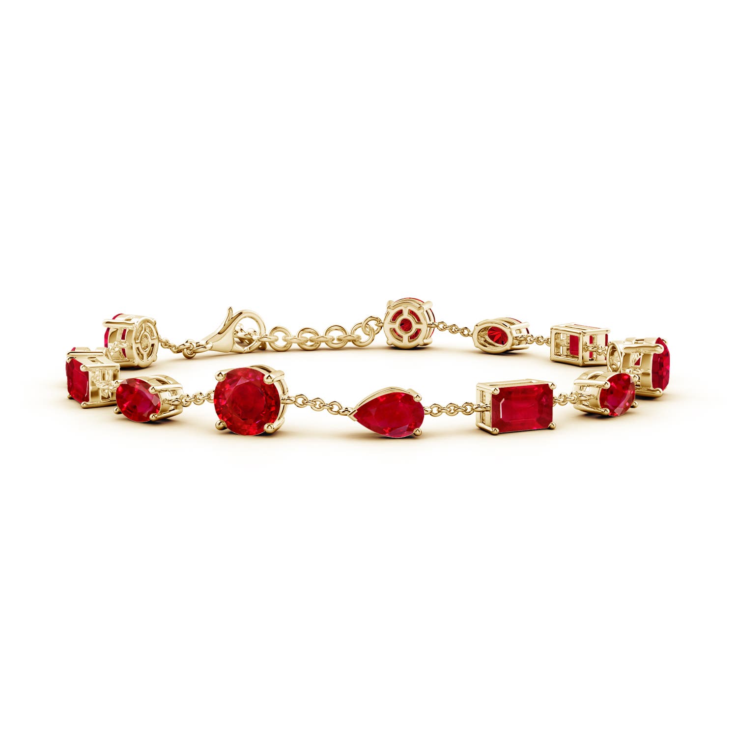 6mm AAA Multi-Shape Ruby Station Bracelet in 18CT Yellow Gold