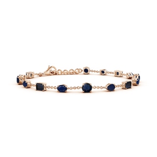 4mm A Multi-Shape Blue Sapphire Station Bracelet in Rose Gold