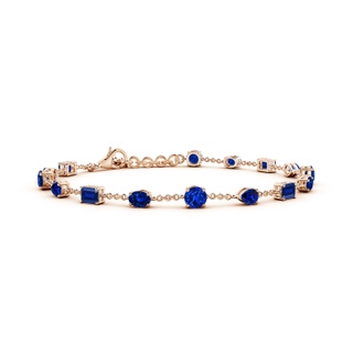 4mm AAAA Multi-Shape Blue Sapphire Station Bracelet in 18K Rose Gold