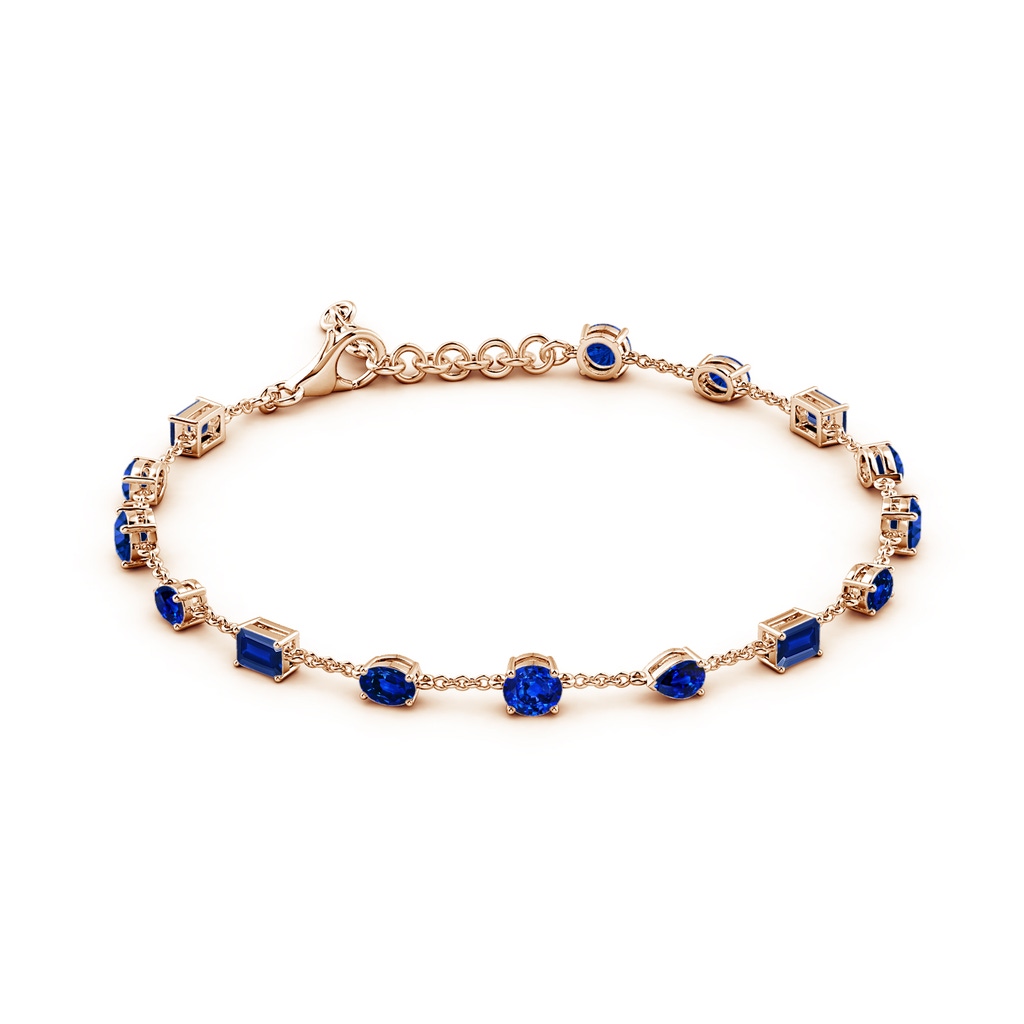 4mm Lab-Grown Multi-Shape Blue Sapphire Station Bracelet in Rose Gold - side 199