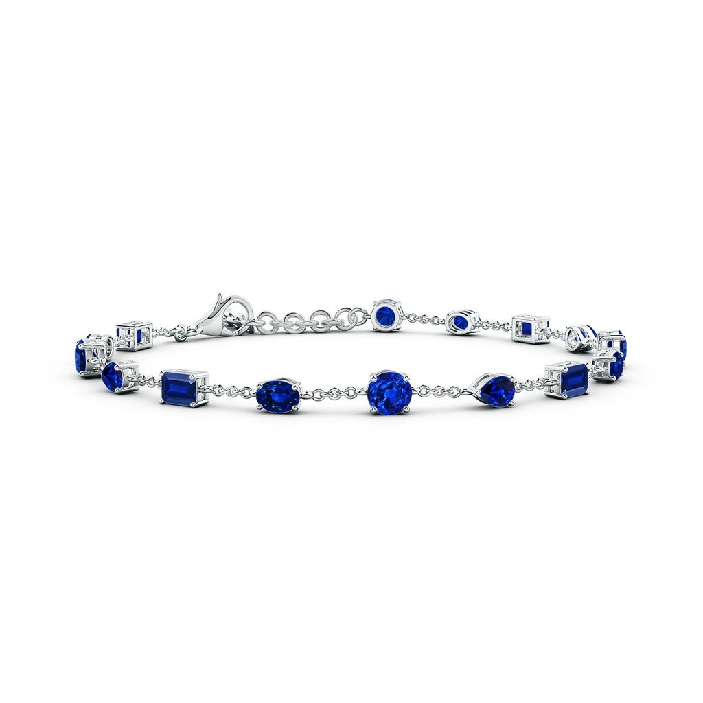 4mm Lab-Grown Multi-Shape Blue Sapphire Station Bracelet in White Gold