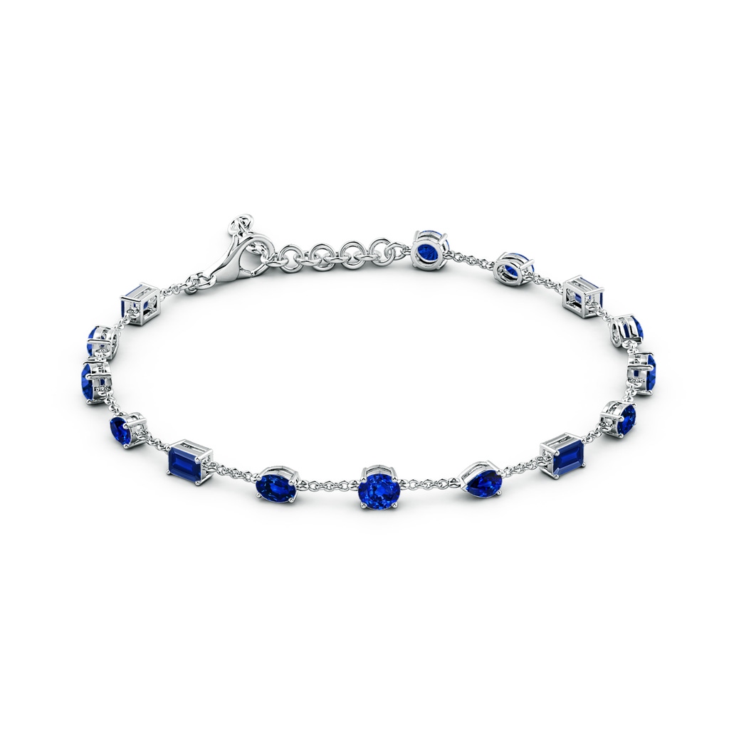 4mm Lab-Grown Multi-Shape Blue Sapphire Station Bracelet in White Gold - side 199