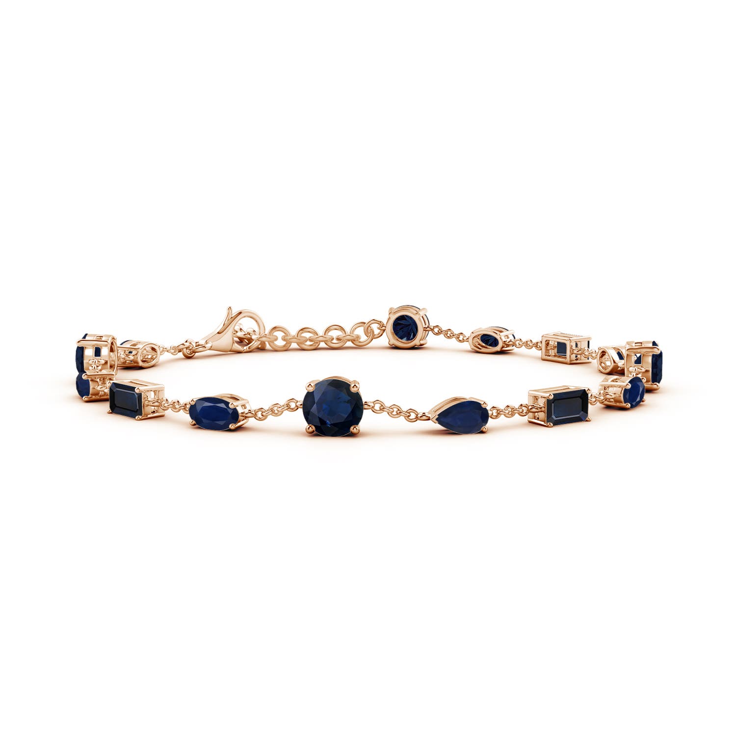 5mm A Multi-Shape Blue Sapphire Station Bracelet in Rose Gold