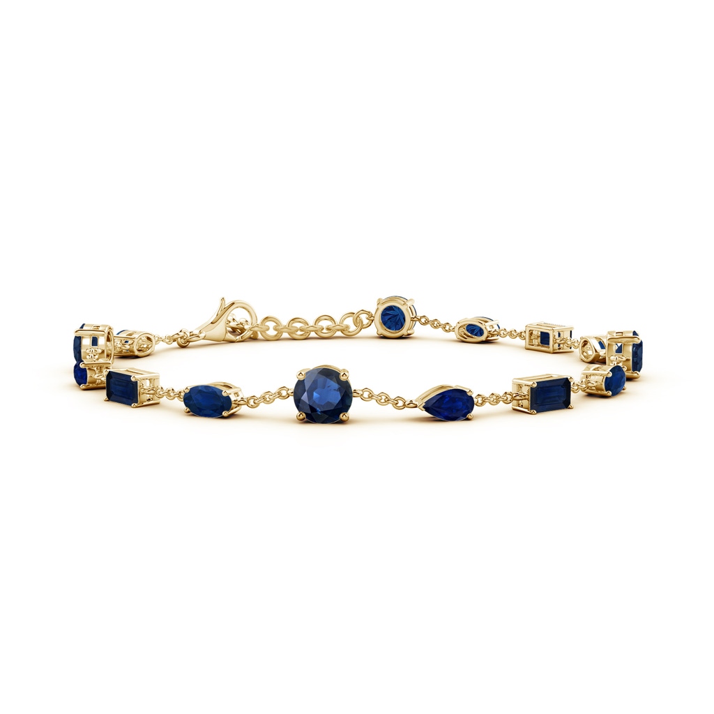 5mm AA Multi-Shape Blue Sapphire Station Bracelet in Yellow Gold