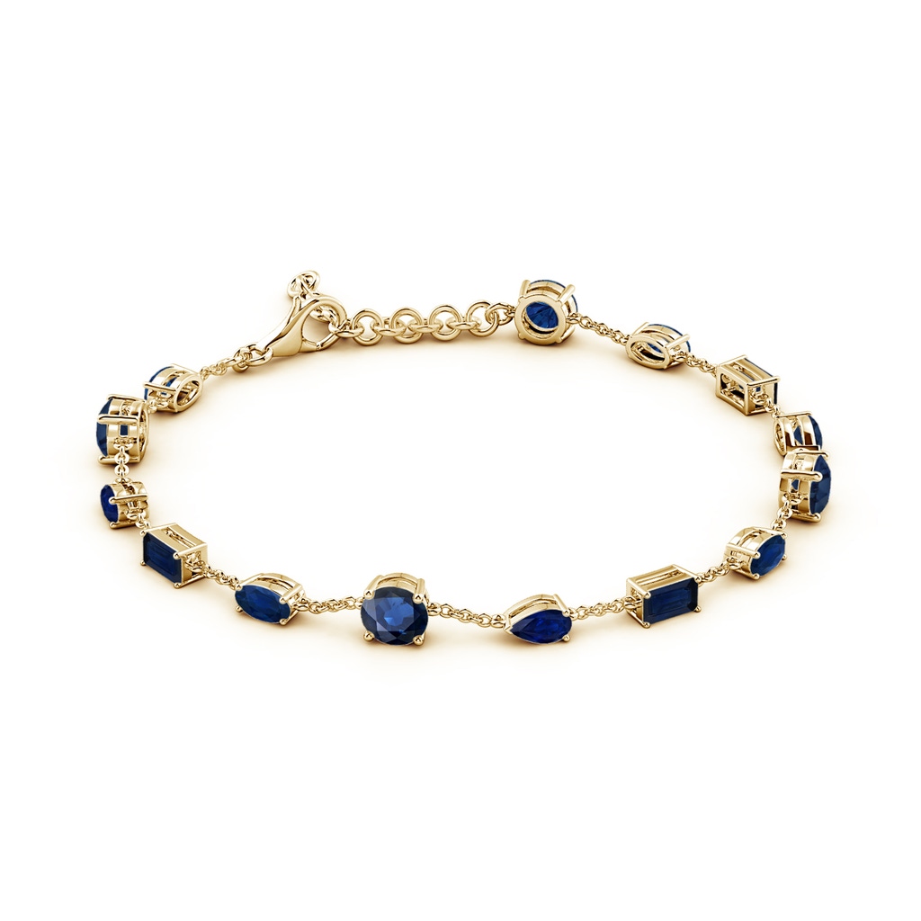 5mm AA Multi-Shape Blue Sapphire Station Bracelet in Yellow Gold - side 199