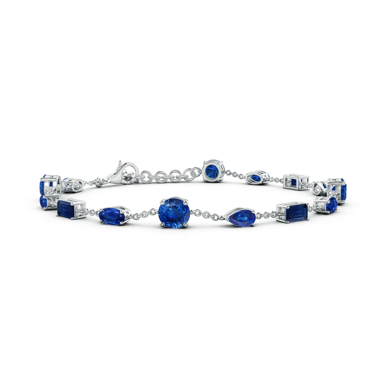 5mm AAA Multi-Shape Blue Sapphire Station Bracelet in 18CT White Gold