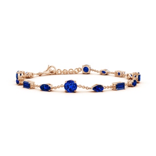 5mm AAAA Multi-Shape Blue Sapphire Station Bracelet in 18K Rose Gold