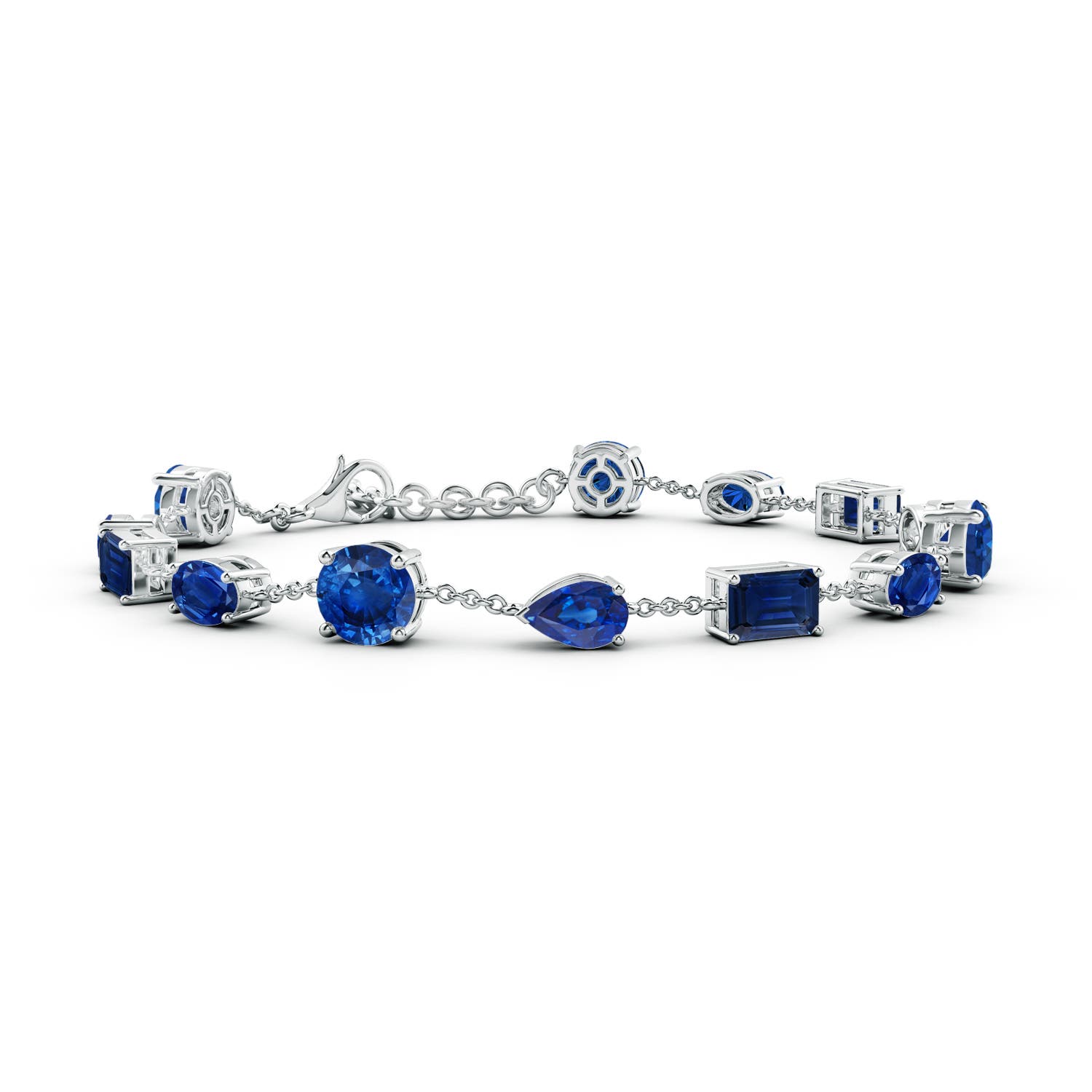 6mm AAA Multi-Shape Blue Sapphire Station Bracelet in 18CT White Gold
