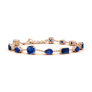6mm AAA Multi-Shape Blue Sapphire Station Bracelet in Rose Gold