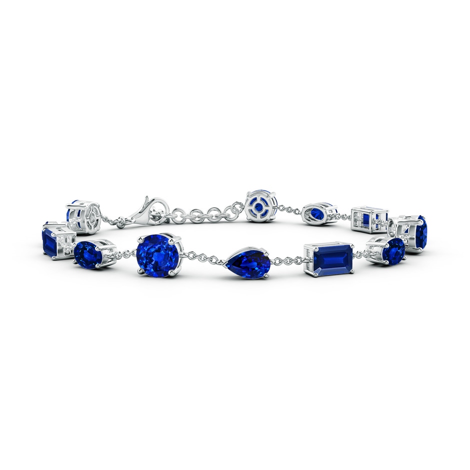 6mm Lab-Grown Multi-Shape Blue Sapphire Station Bracelet in 18K White Gold 