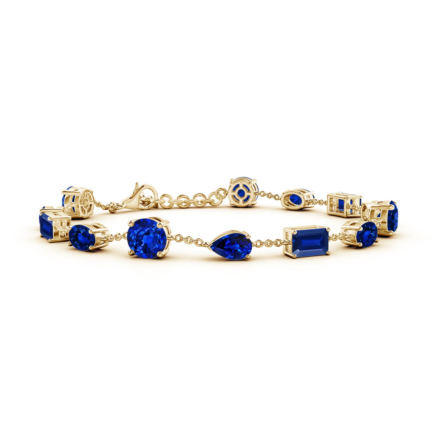 6mm AAAA Multi-Shape Blue Sapphire Station Bracelet in 18CT Yellow Gold