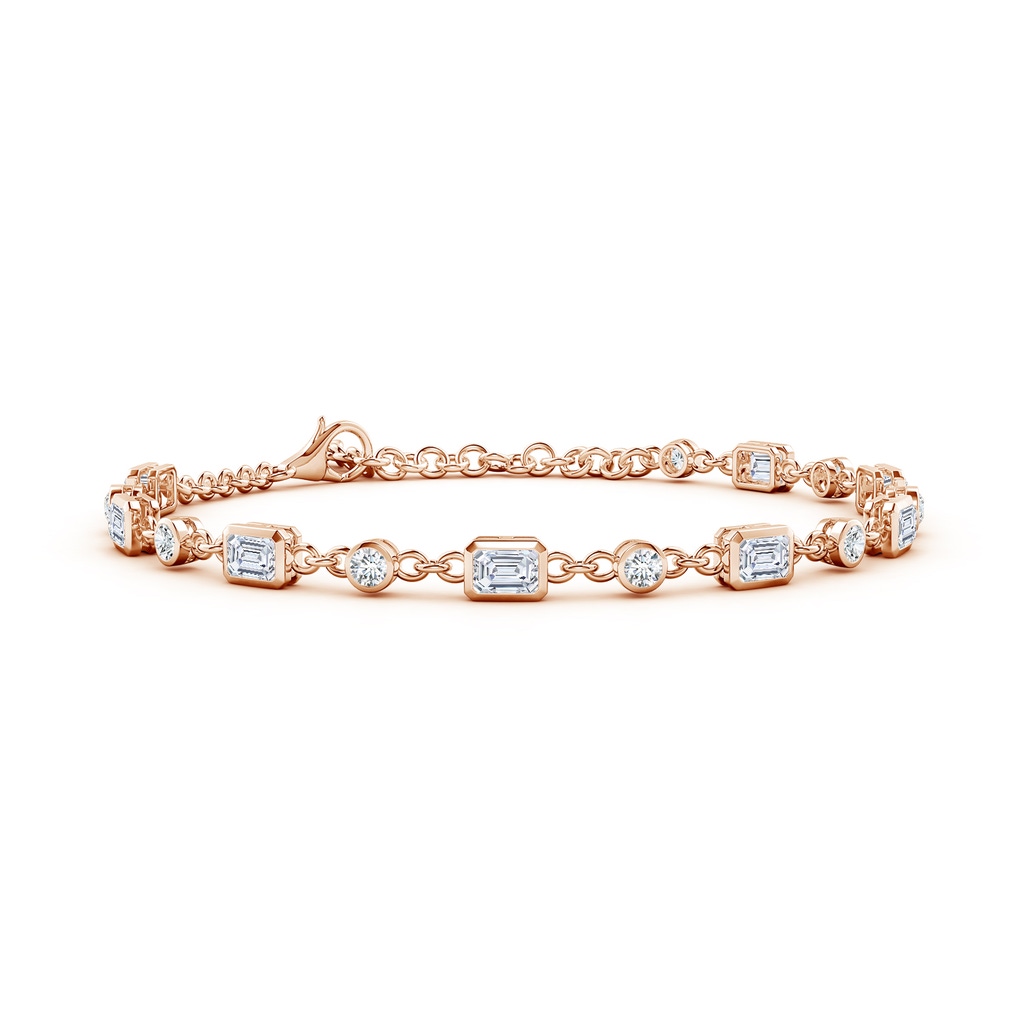 4x3mm GVS2 Emerald-Cut and Round Diamond Station Bracelet in Rose Gold