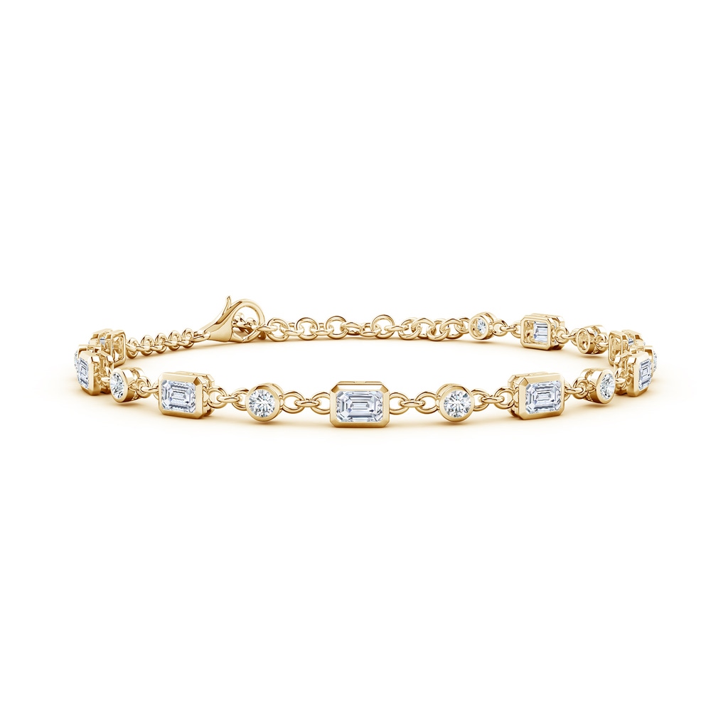 4x3mm GVS2 Emerald-Cut and Round Diamond Station Bracelet in Yellow Gold