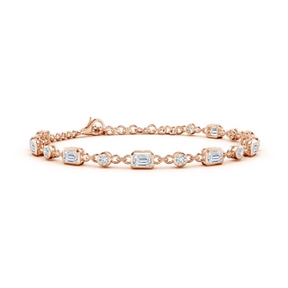 4x3mm HSI2 Emerald-Cut and Round Diamond Station Bracelet in 10K Rose Gold