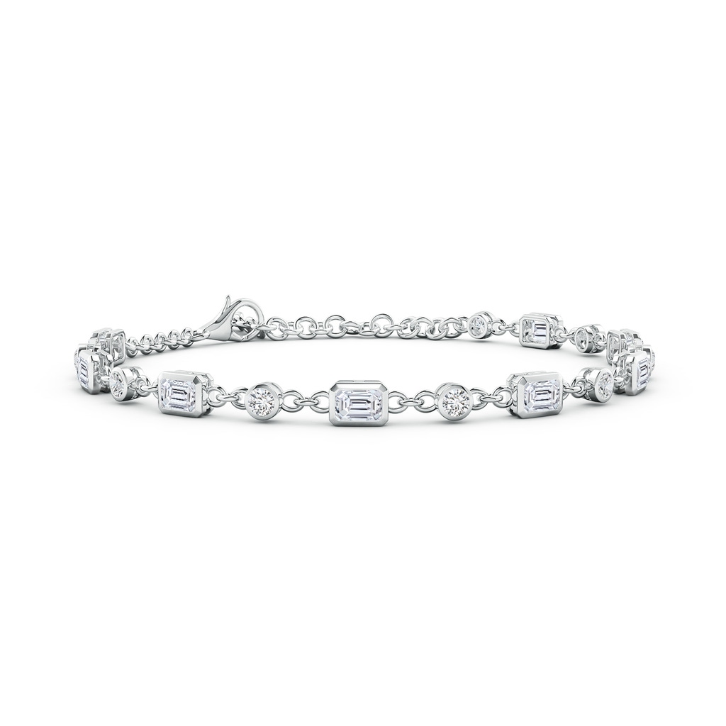 4x3mm HSI2 Emerald-Cut and Round Diamond Station Bracelet in White Gold