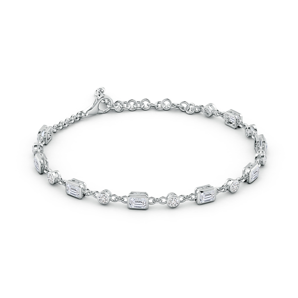 4x3mm HSI2 Emerald-Cut and Round Diamond Station Bracelet in White Gold - side 199