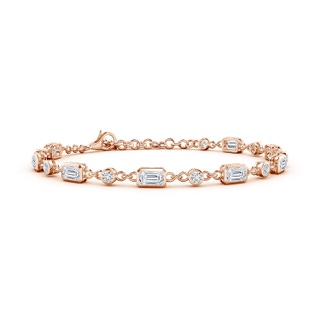 5x3mm HSI2 Emerald-Cut and Round Diamond Station Bracelet in 18K Rose Gold