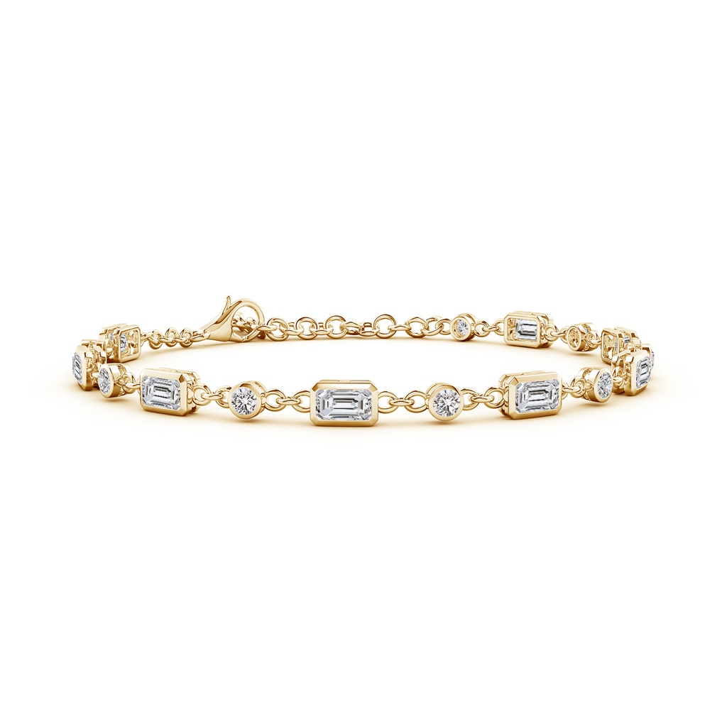 5x3mm IJI1I2 Emerald-Cut and Round Diamond Station Bracelet in Yellow Gold