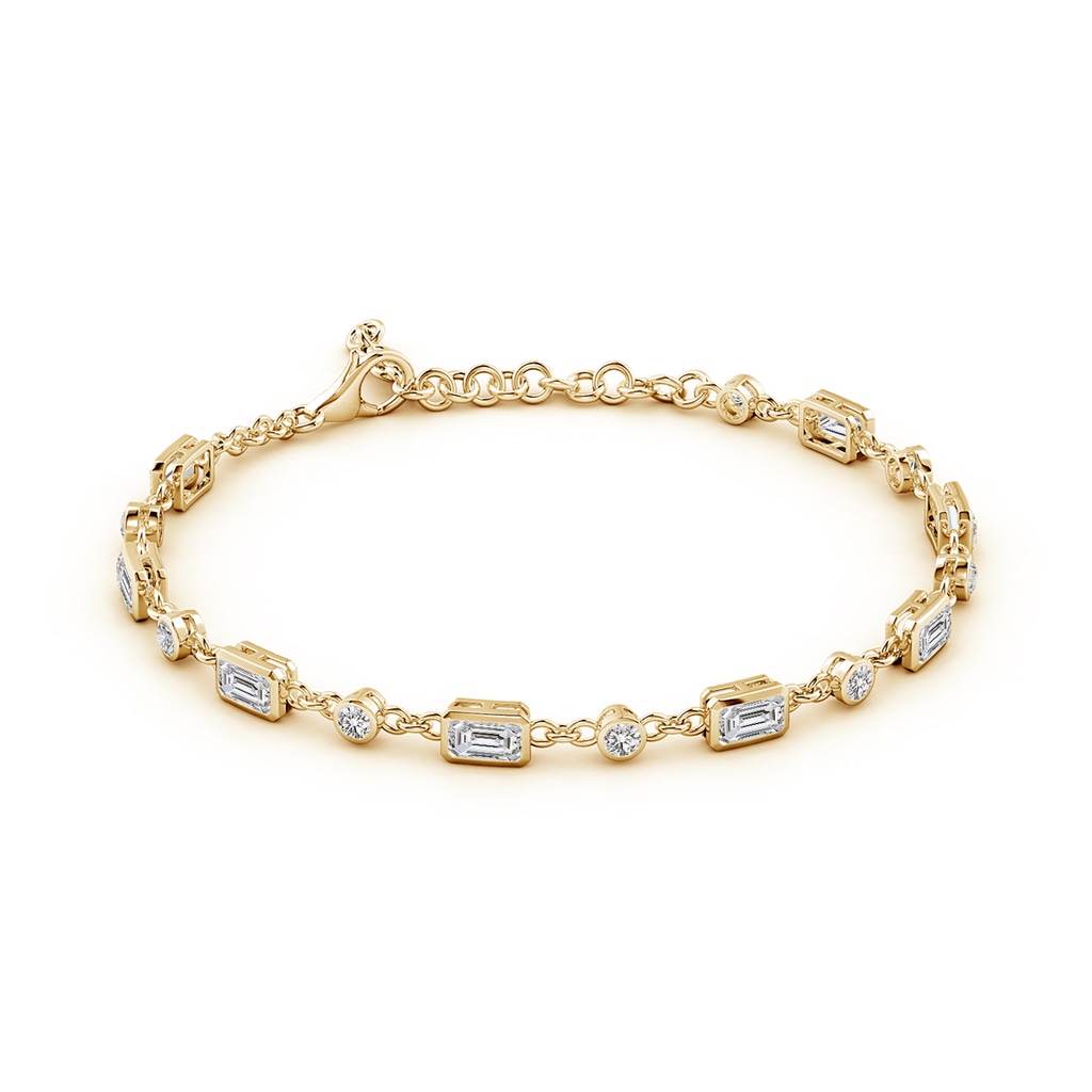 5x3mm IJI1I2 Emerald-Cut and Round Diamond Station Bracelet in Yellow Gold - side 199