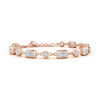 6x4mm HSI2 Emerald-Cut and Round Diamond Station Bracelet in Rose Gold