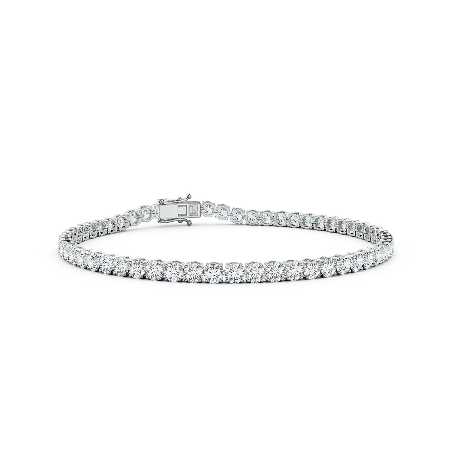Klassisches Tennisarmband aus Weißgold mit 2,7 mm großen, runden Diamanten der Güteklasse GVS2.