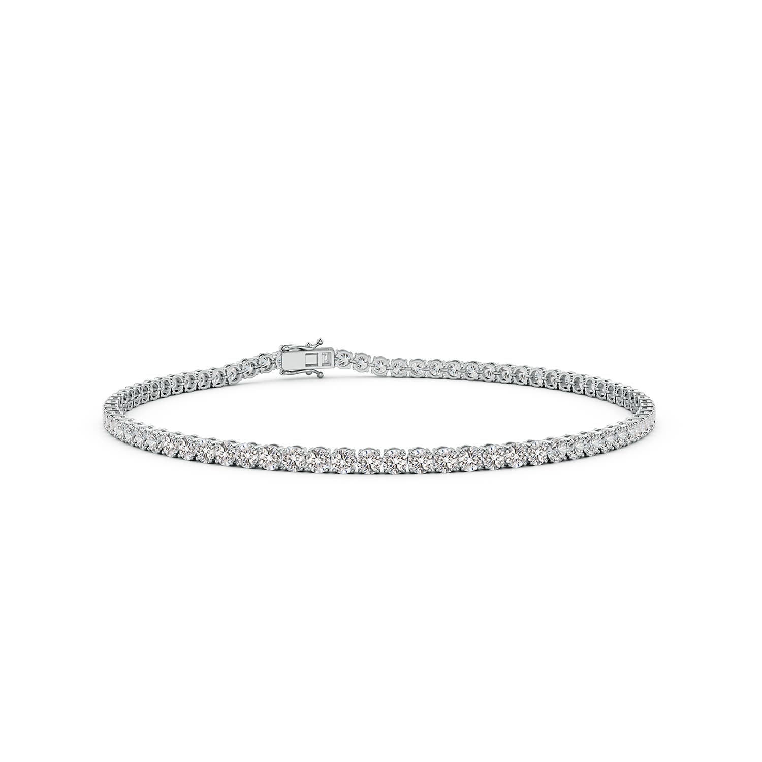 2mm IJI1I2 Round Diamond Classic Tennis Bracelet in White Gold