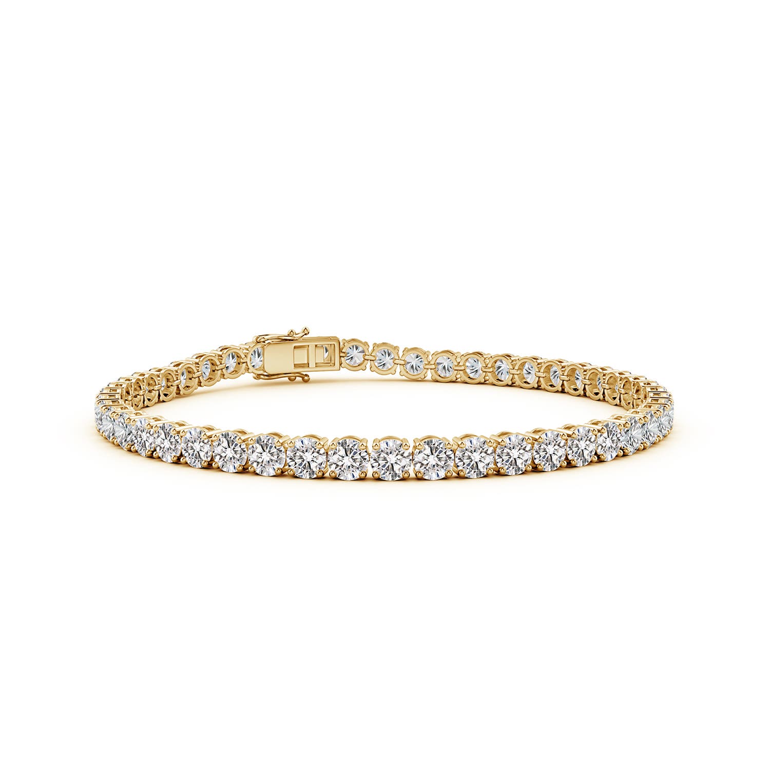3.4mm IJI1I2 Round Diamond Classic Tennis Bracelet in Yellow Gold