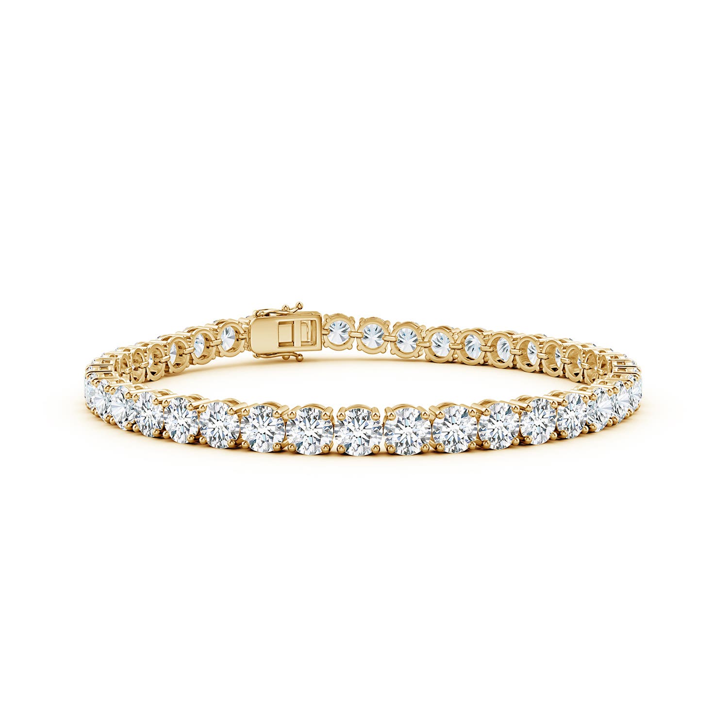 4mm GVS2 Round Diamond Classic Tennis Bracelet in Yellow Gold