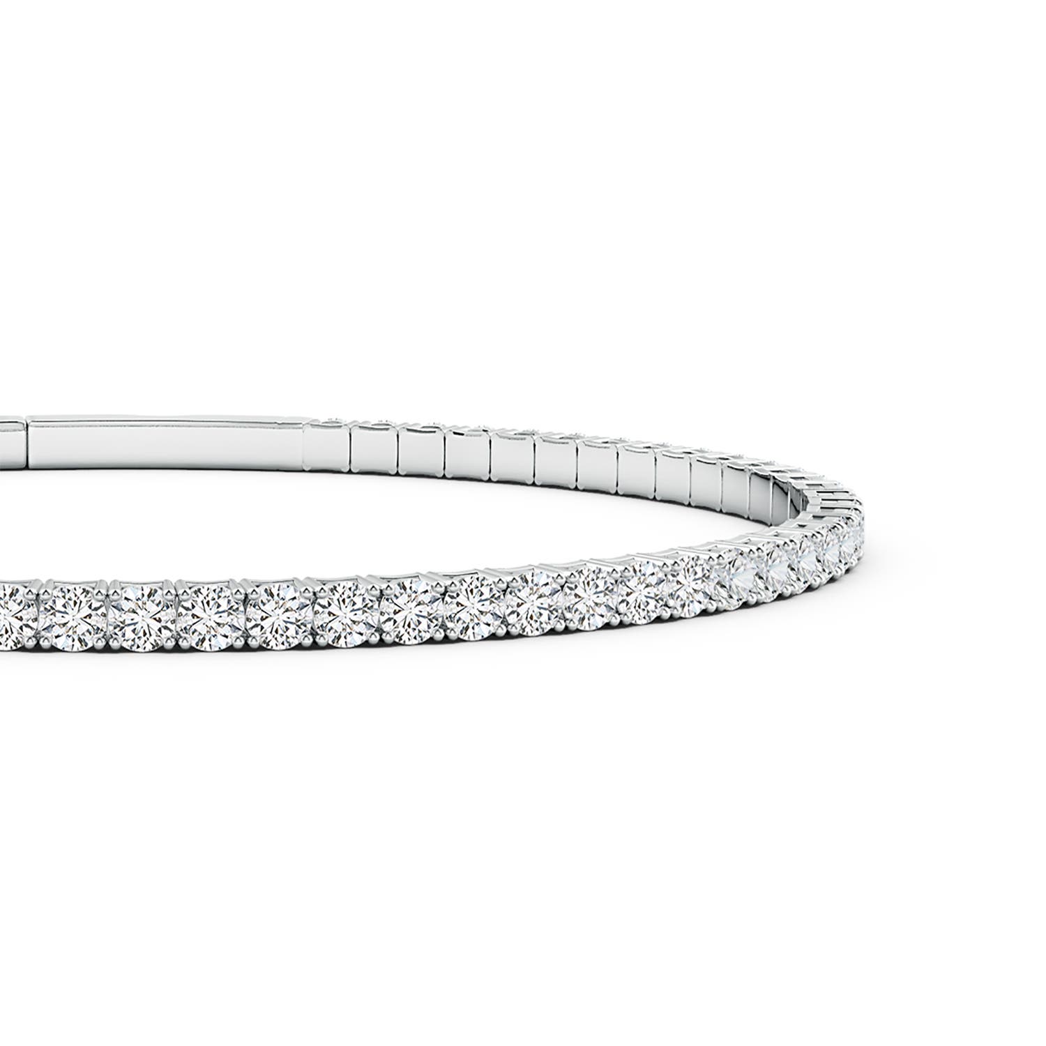 2.4mm HSI2 Classic Round Diamond Flex Bangle in White Gold
