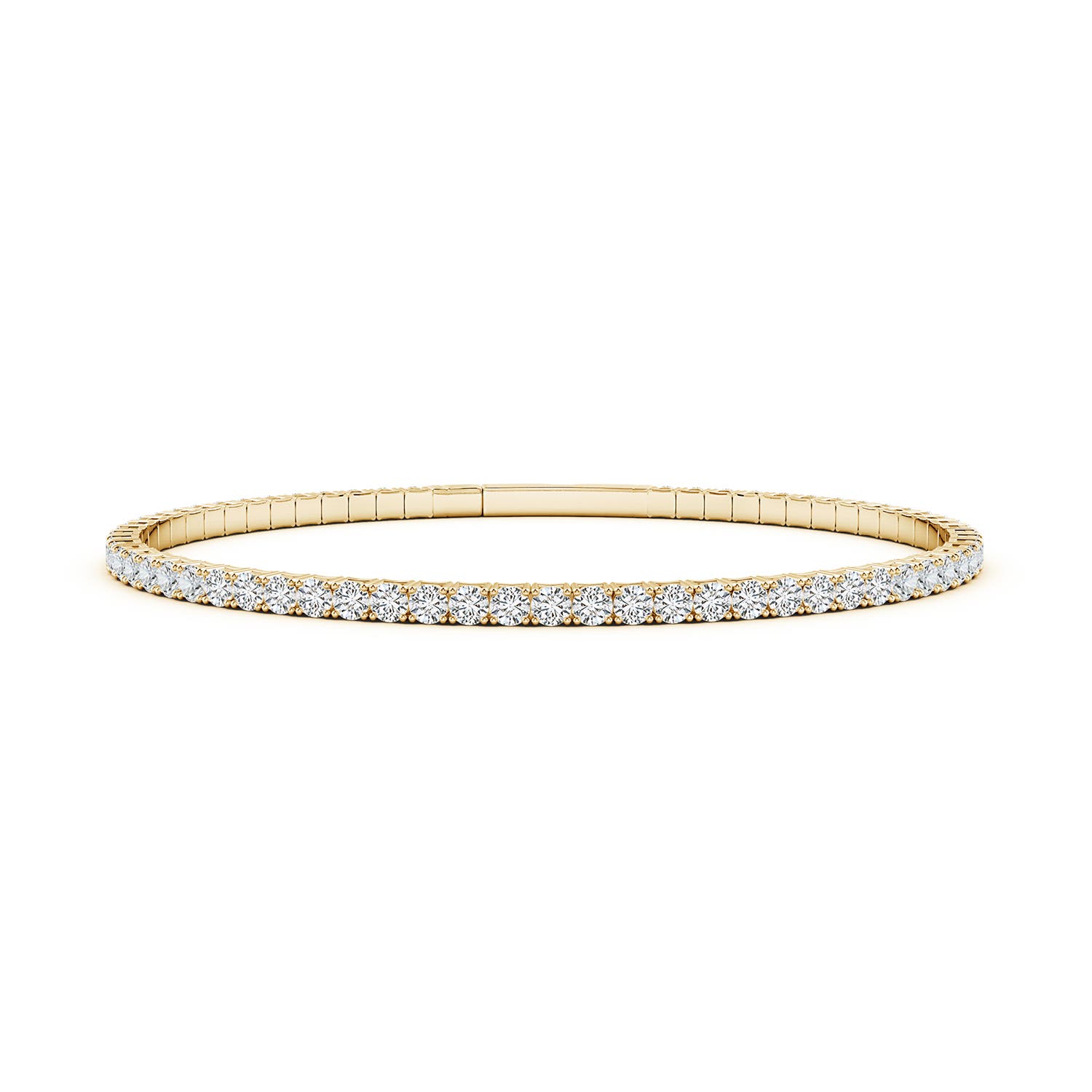 2.4mm HSI2 Classic Round Diamond Flex Bangle in Yellow Gold