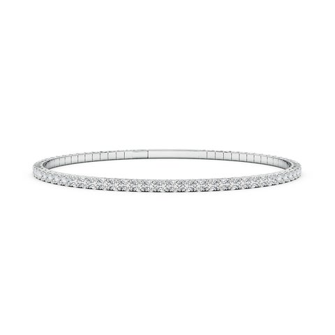 2mm HSI2 Classic Round Diamond Flex Bangle in White Gold